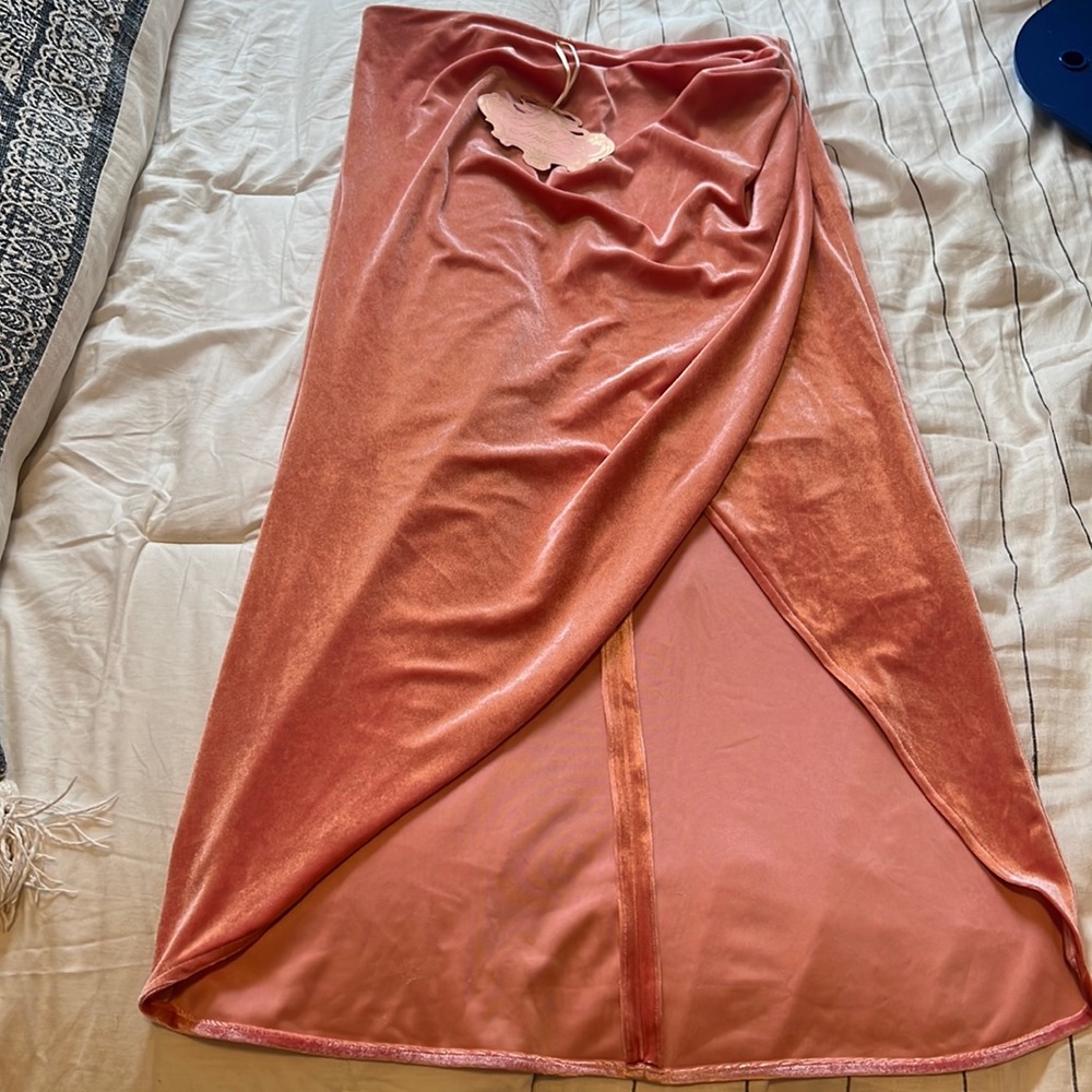 Lacemade Collection Pink Velvet Maxi Skirt (NWT)